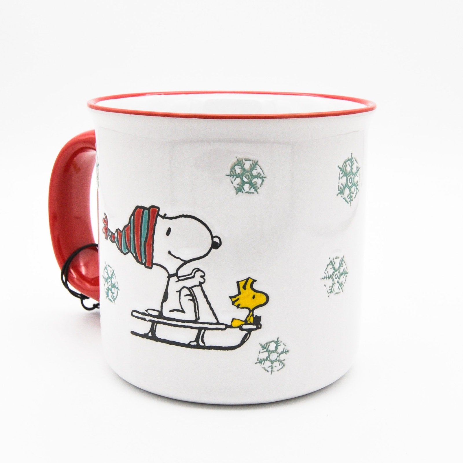 Peanuts Holiday Mug, Snoopy and Woodstock in Sleigh 20oz Ceramic Coffee Cup, Gift For Peanuts Collectors