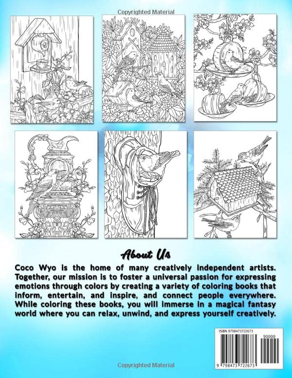 Birdhouses Coloring Book: Adult Coloring Book With Beautiful Birdhouse and Flower For Stress Relief
