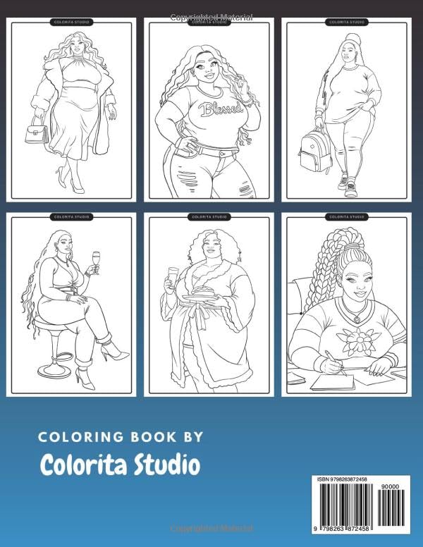 Beautiful Curvy Black Women: Adult Coloring Book for Black Women for Relaxation and Stress Relief