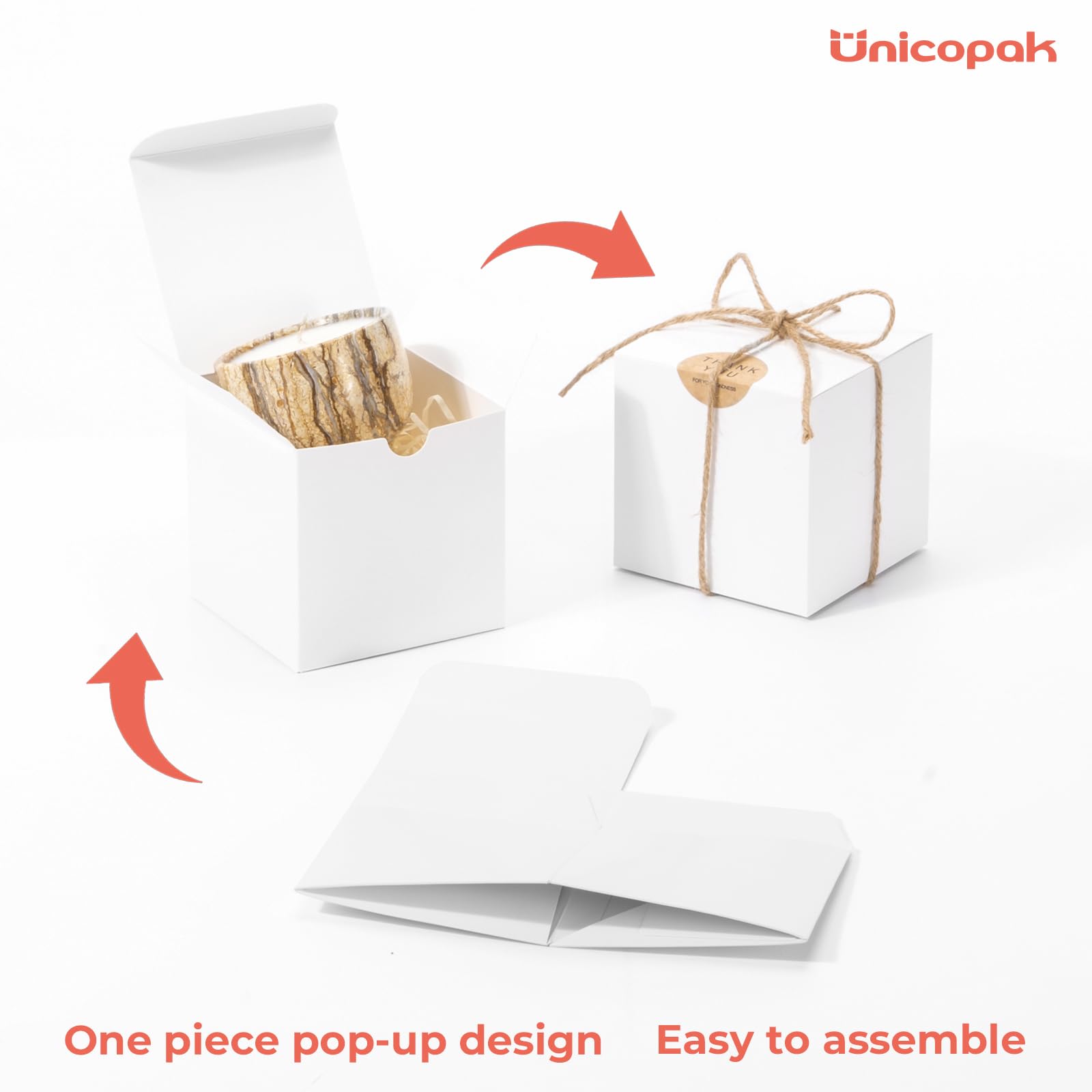 White Gift Boxes with Lids, 10 Pack, 4 x 4 x 4 in