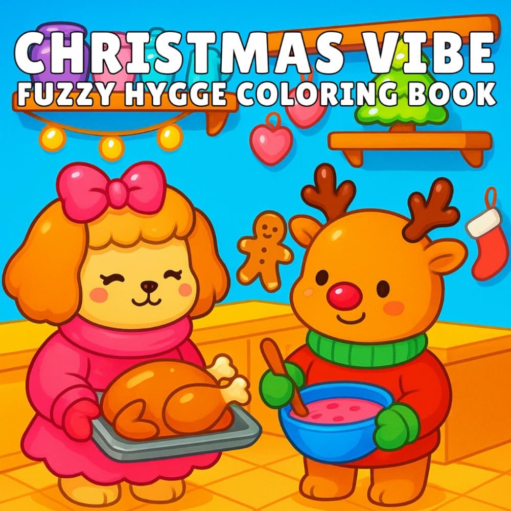 Christmas Vibe: Fuzzy Hygge Christmas Cozy Holiday Coloring Book for Adults & Teens Featuring Adorable Winter Animals, Warm Scenes & Festive Comfort for Stress Relief