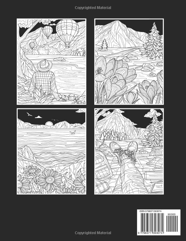 Midnight Moutain Landscapes Coloring Book: Amazing Coloring Pages With Wonderful Illustration With Black Edition For All Ages Fun And Relax | An Ideal Gift For Special Occasions