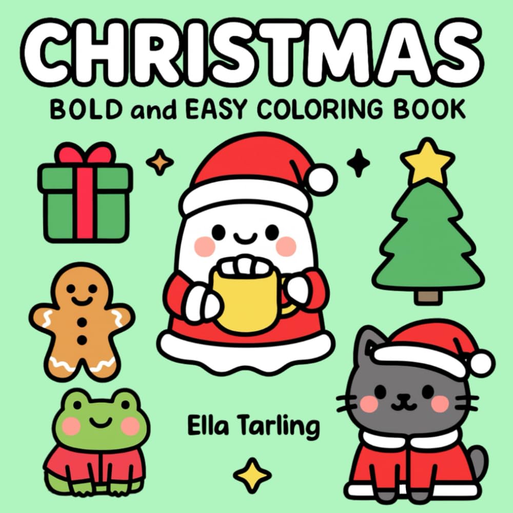 Christmas – Bold and Easy Coloring Book for Kids and Adults