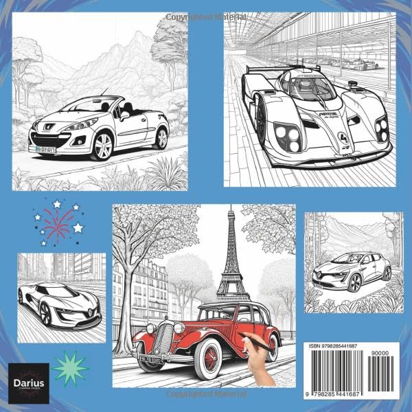 French Cars Coloring Book: A Stylish Coloring Adventure Through French Motoring (Car Coloring Books)