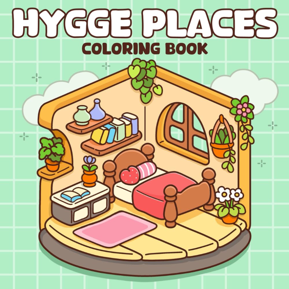 Hygge Places Coloring Book: Comfy Spaces Coloring Pages Featuring Little Shops, Cozy Corners, and Charming Storefronts Cute Simple Designs for Relaxation
