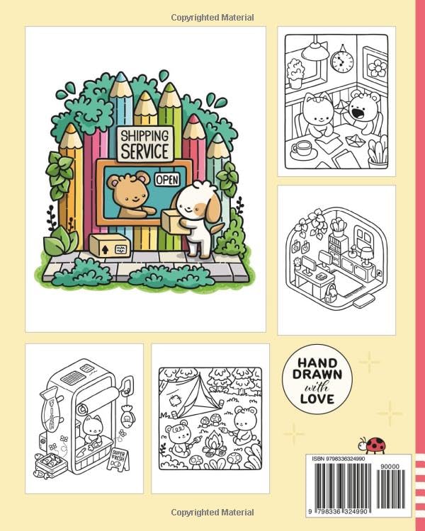 Tiny Town: Cute and Easy Coloring Book for Adults and Teens, Super Cute Designs of Cozy Spaces for Relaxation (Cute and Easy Coloring Books)