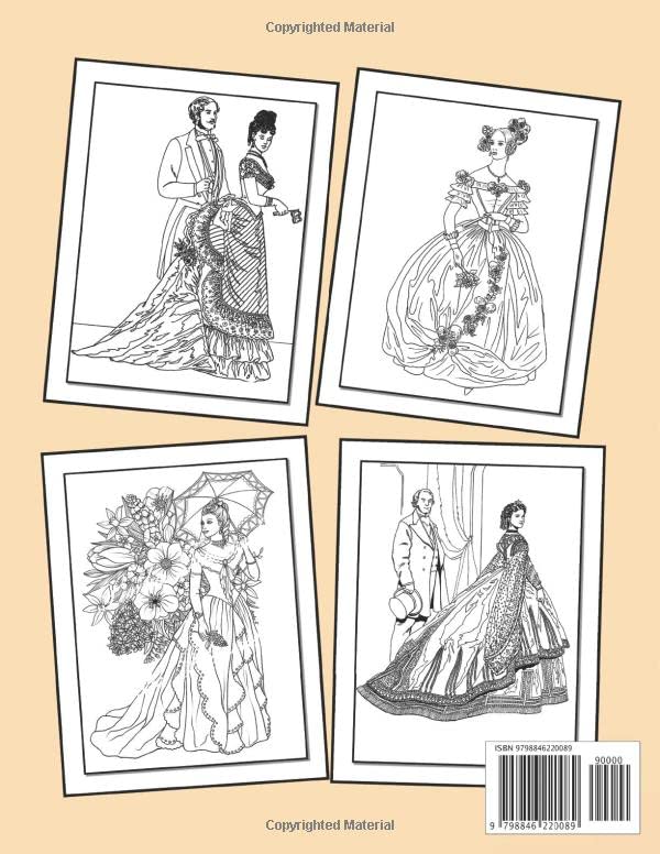Victorian Fashion Coloring Book: Beautiful Designs Of Victorian Costume For Adults, Grownups To Stress Relief And Pattern