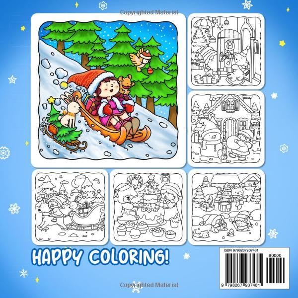 Fluffy Hygge: Cozy Vibes Coloring Book for Adults and Teens with a Girl and Cute Animals in a Warm Winter Atmosphere for Stress Relief and Relaxation