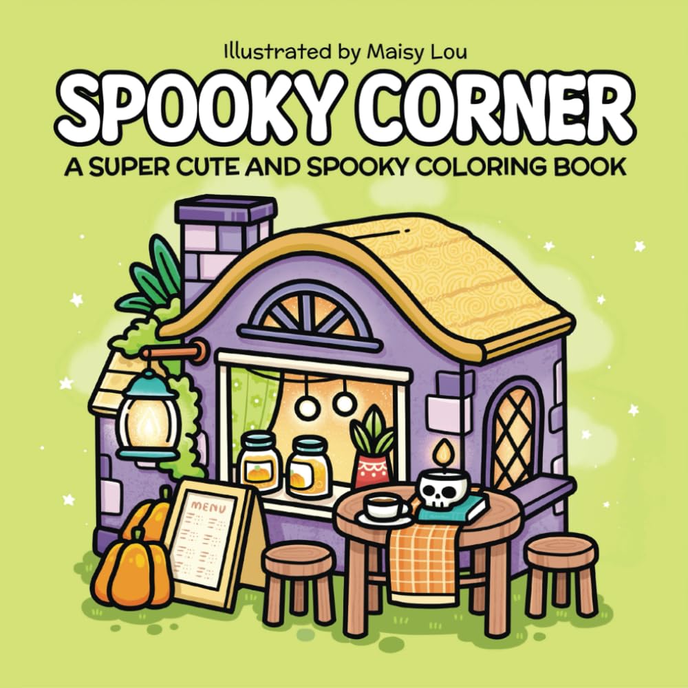 Spooky Corner: A Super Cute Coloring Book for Adults and Teens Featuring Creepy Illustrations of Cozy, Hygge Spaces for Relaxation