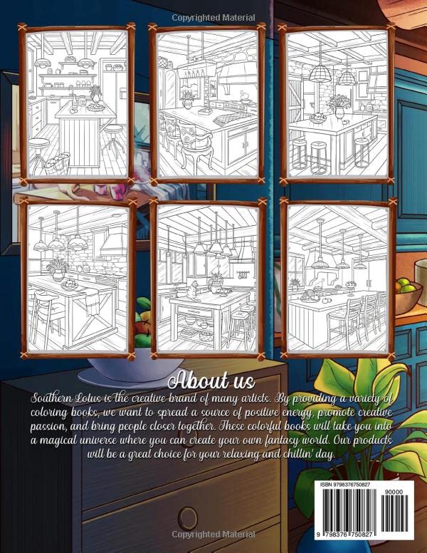 Cozy Kitchen Coloring Book: Relax And Find Your Creative Abilities With Dining Room Scenes Illustrations, Easy Color Pages For Girls Adults Colorists Provide Relieve Stress