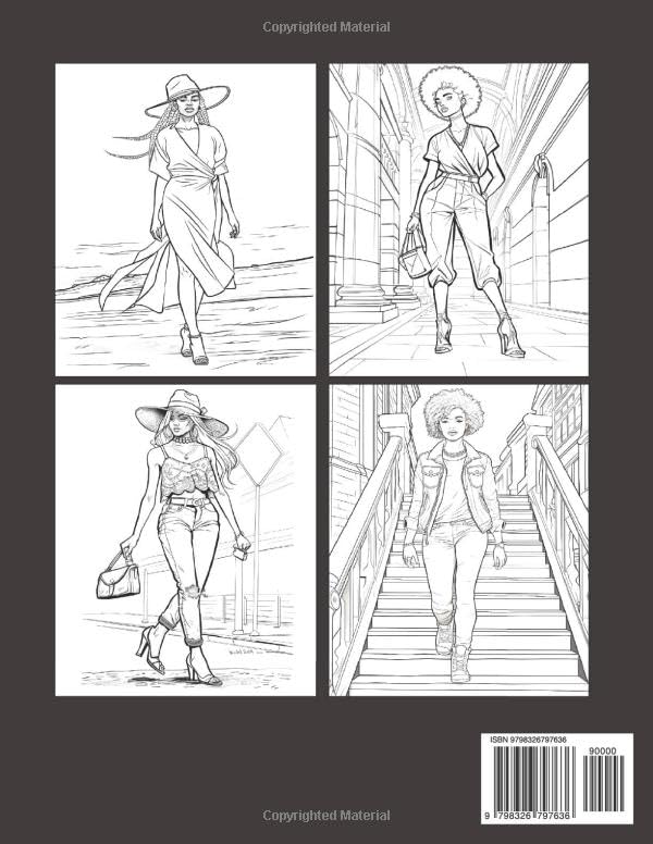 Black Girl Fashion Adult Coloring Book: African American Women Coloring Book For Adults And Teens With Chic Outfits And Stylish Hairstyles