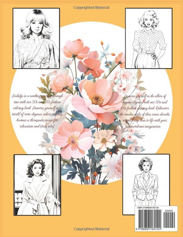 50s & 60s Women's Fashion Coloring Book: Stylish Outfits on Beauties to Color for Teen Girls and Adult Women | Stress Relief and Relaxation