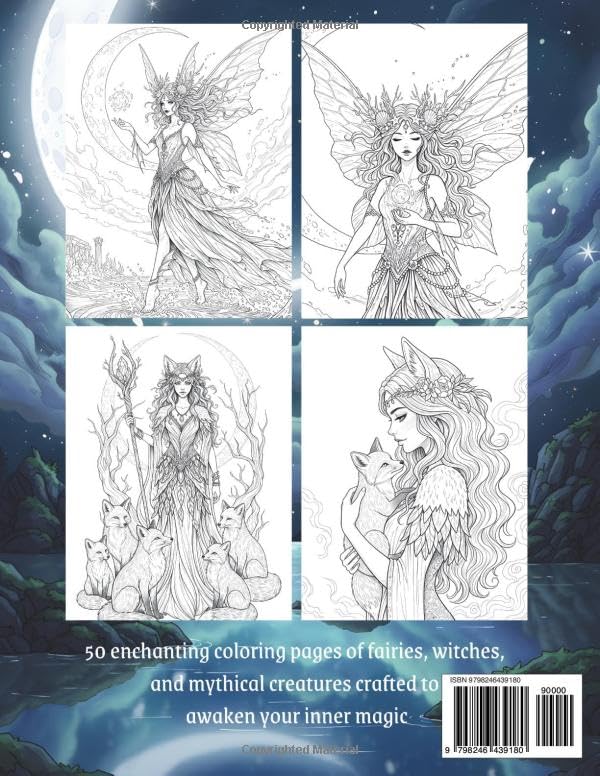 Moonlight Enchantment: Adult Coloring Book For Women: A Gentle Journey Through Fairies, Magic & Mythical Worlds
