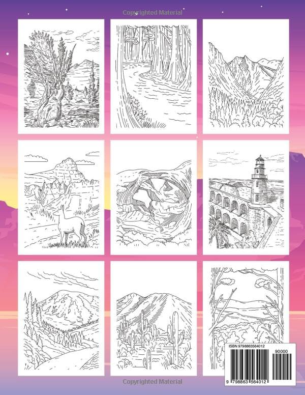 Relaxing Nature Coloring Book: National Parks
