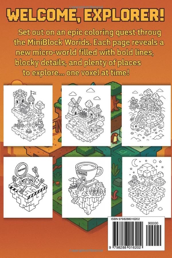 MindBlock Worlds - A Voxel Explorer's Guide: Coloring Book