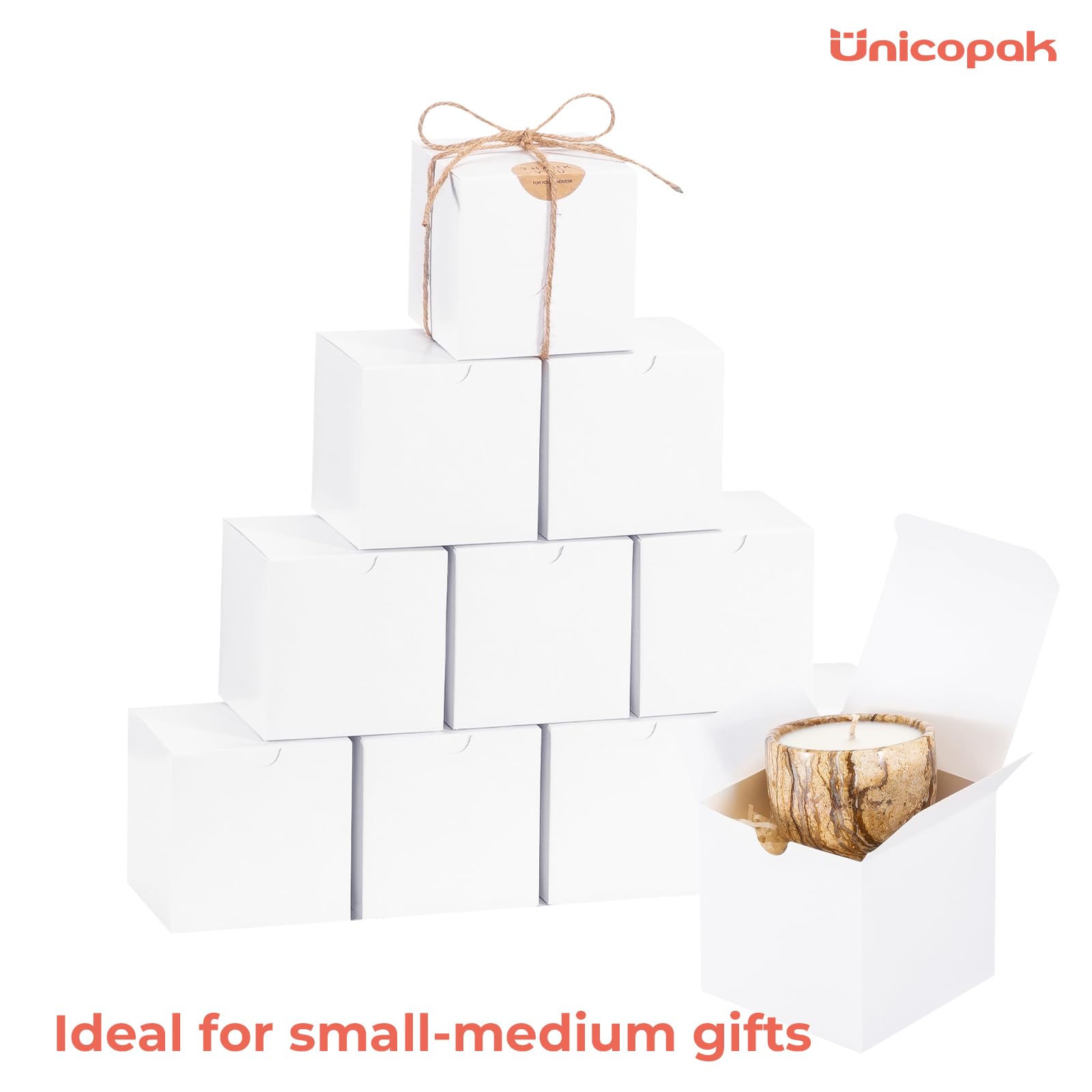 White Gift Boxes with Lids, 10 Pack, 4 x 4 x 4 in