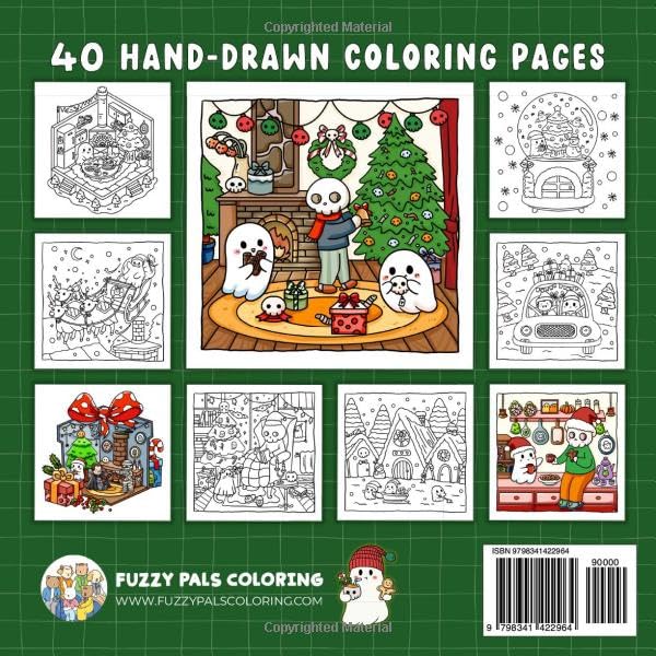 Spooky Christmas: Cute Christmas Coloring Book for Adults and Teens Featuring Adorable Ghosts and Creepy Creatures in Festive Winter Holiday Scenes for Relaxation