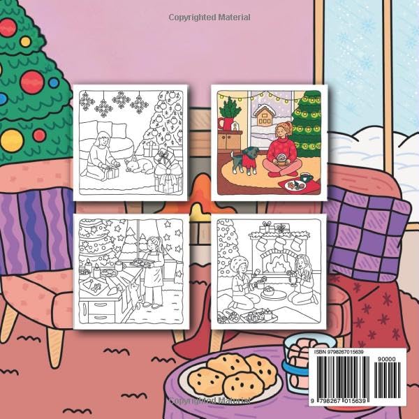 Christmas Moments: Cute & Comfy Coloring Book, 30 Cozy Holiday Coloring Pages with Festive Winter Scenes for Adults and Teens