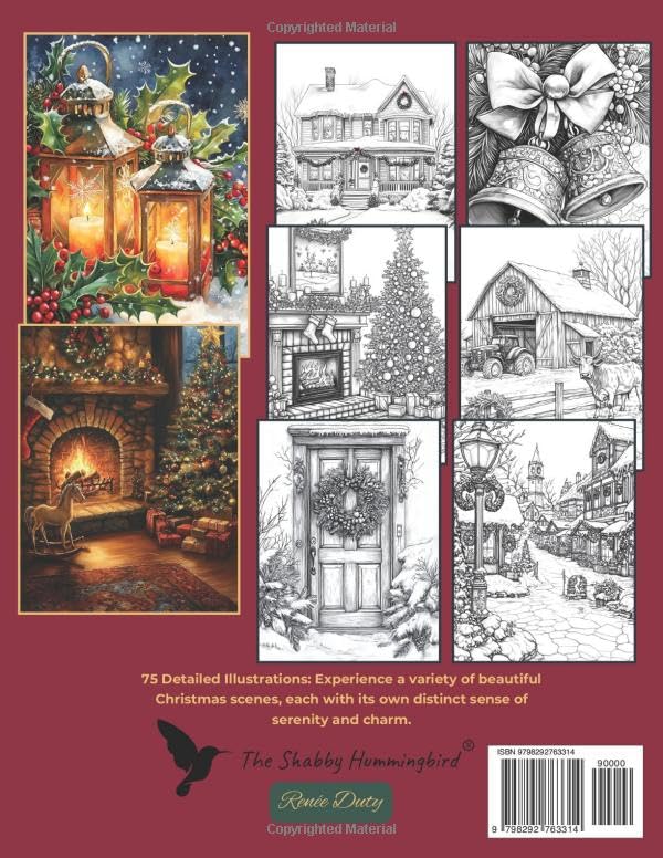 75 Calming Scenic Christmas Scapes: Adult Coloring Book: For relaxation, stress & anxiety relief, fun & enjoyment (Scenic Coloring Books for Adults)