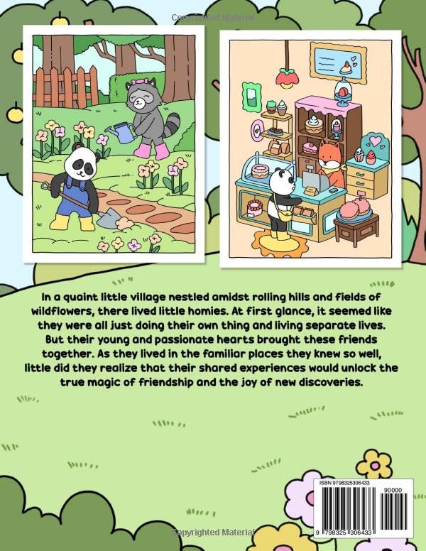 Cozy Town: Coloring Book for Adults and Teens Featuring Cute Animal Characters and Relaxing Spaces, Simple and Adorable Drawings for Stress Relief and Relaxation