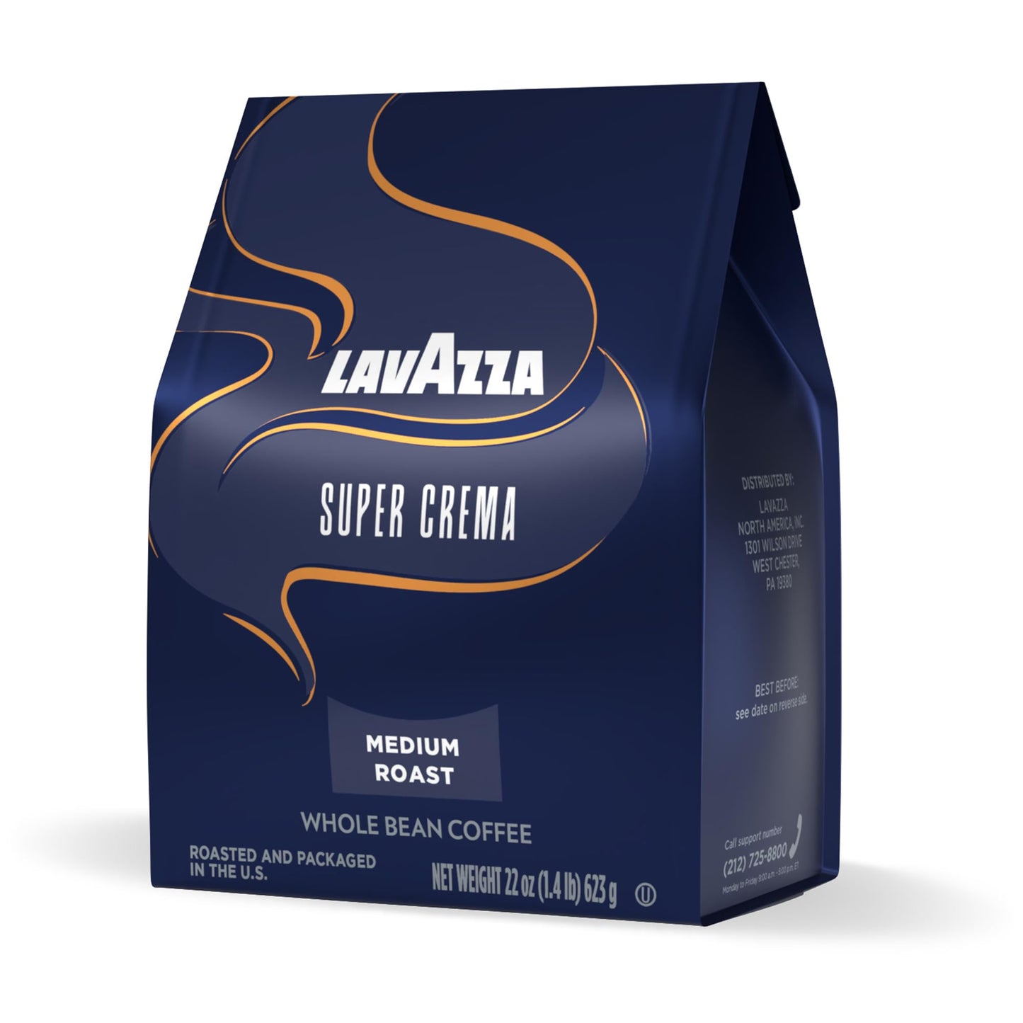 Lavazza Super Crema Whole Bean Coffee, Medium Espresso Roast, Arabica and Robusta Blend, 22 oz Bag
