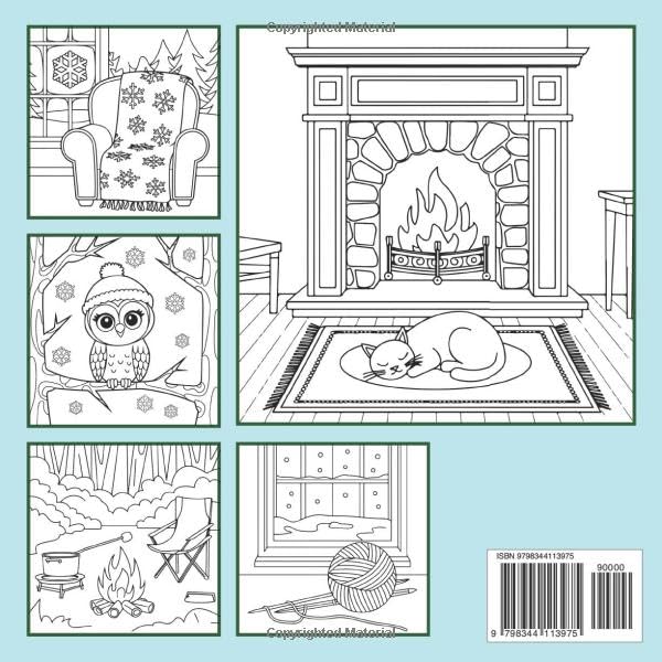 Hygge Winter Coloring Book: Cozy Winter Bold and Easy, Cute and Comfy Spaces in Special Season Coloring Book for Kids, Teens, and Adults Relaxation