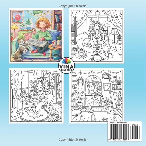 Stoner Girl Moments Cute and Cozy Coloring Book: Bold, simple coloring pages featuring 420 daily activities for relaxation, a great Stoner Girl Gift for Women