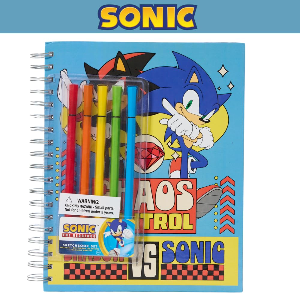 Minecraft Sketchbook Set, 5 Washable Markers, Spiral Bound, 86 Blank Pages