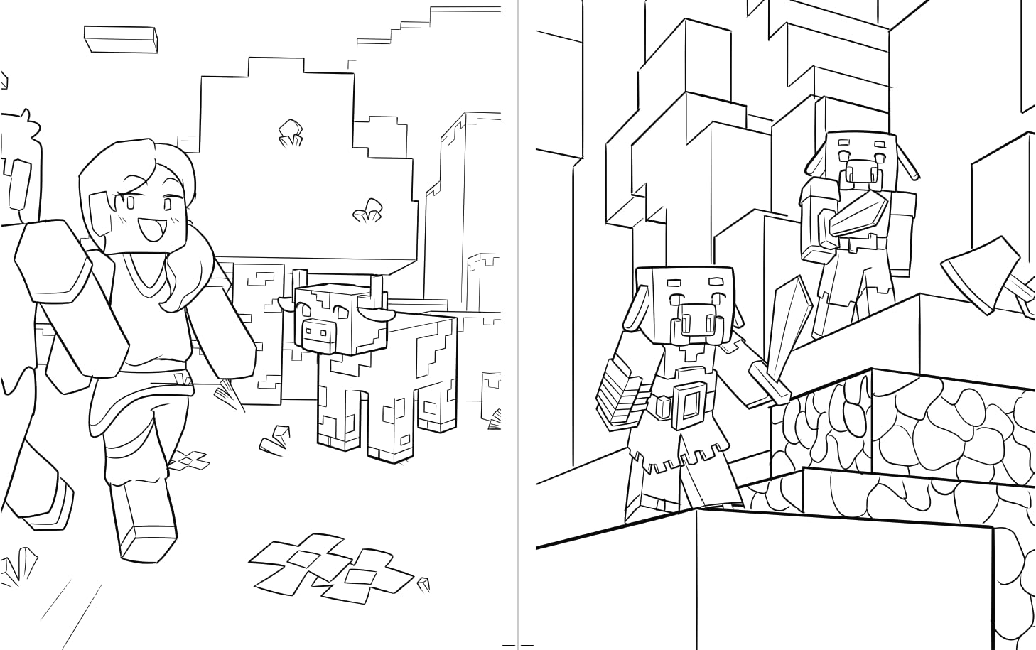 Colorea Minecraft: Más de 30 escenas para colorear con pegatinas