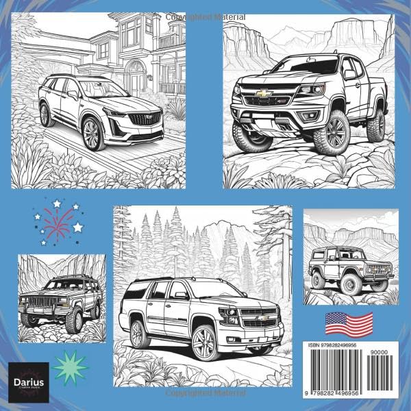 AMERICAN SUVS COLORING BOOK: A Journey Through the Bold and Brave World of American SUVs (Car Coloring Books)