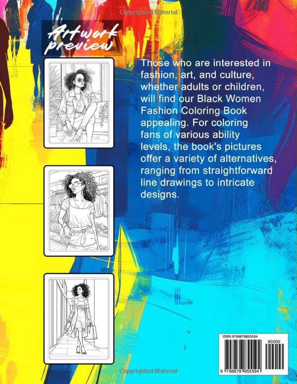 Black Women Fashion Coloring Book: Stunning African American Women Shopping in Stylish Clothes, 50 Unique Design Illustrations for Relaxation and Stress Relief