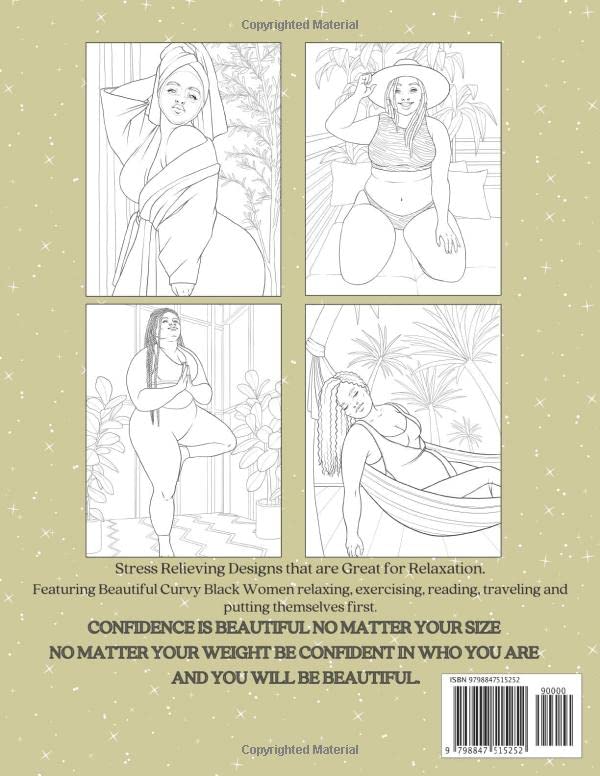 Black Women: Beautiful Curvy Black Women Self Care Coloring Book