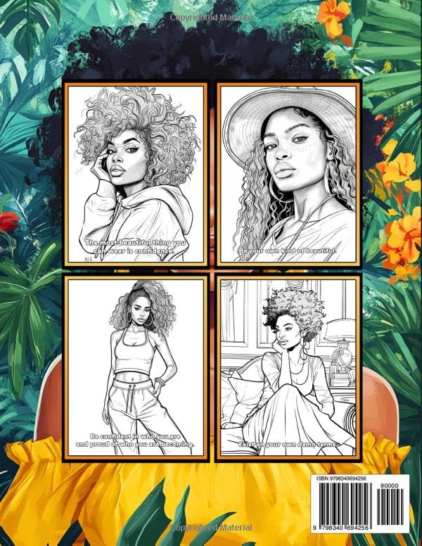 Blessed: Self Care Coloring Book with Positive Affirmations for Black Women: 50 Coloring Pages Designed to Inspire the Self-Love, Beauty, Strength, and Power of Black Women