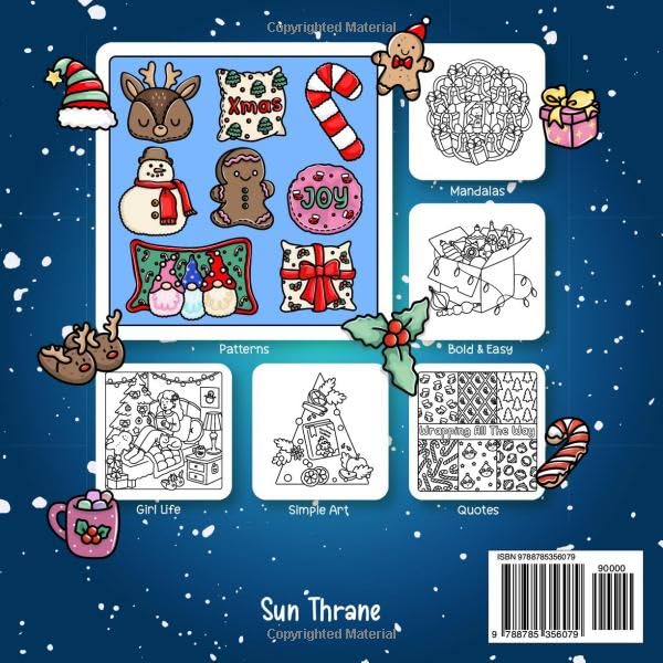 Girly Collection Christmas: All-in-One Coloring Book Featuring Cozy Christmas, New Year, and Winter Inspired Hygge Designs and Cute Illustrations with Bold & Easy, Patterns, Quotes, Mandalas, Simple Art and Girl Life for Adults and Teens