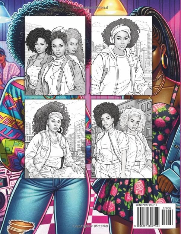 90s Queens - A Nostalgic Adult Coloring Book for Black and Brown Women: Celebrating Self-Care, Self-Love, and the Beauty of African-American Fashion (Fashion Coloring Books for Teens & Adults)