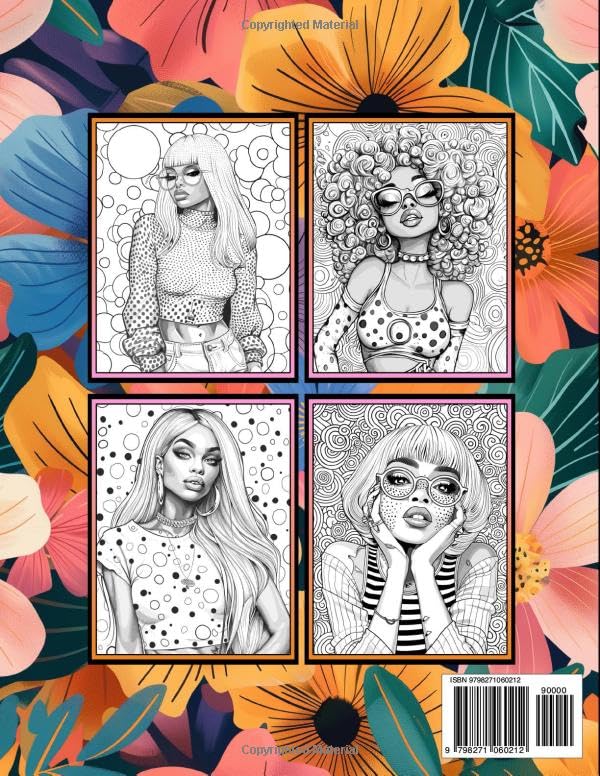 Black Women Fashion Coloring Book: 50 Coloring Pages of Beautiful Black Women for Adults: African American Women Portraits