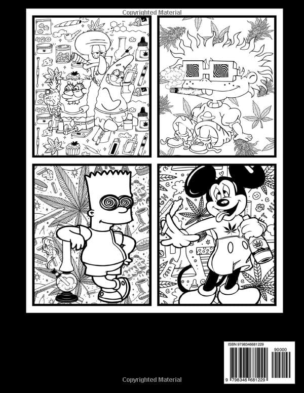 Stoner Coloring Book: 50+ Trippy & Psychedelic Designs for Stress Relief and Relaxation, Perfect Gift for Adults and Fans of Retro Cartoons to Unwind