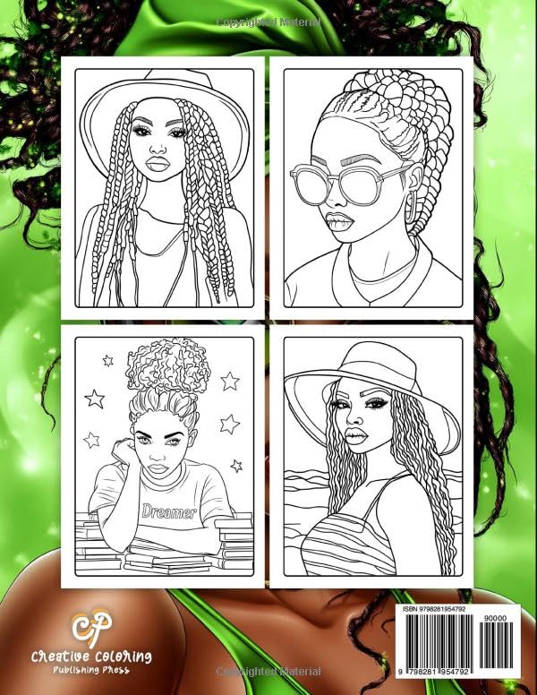 Black Women Coloring Book: Celebrate beauty, confidence, and culture with stunning illustrations of beautiful black women, perfect for adults and teens seeking stress relief and creativity