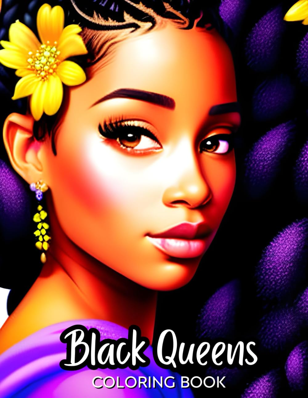Black Queens: Beautiful Coloring Book Featuring Stunning African American Women With Flower Details. Relaxing Greyscale Coloring Book