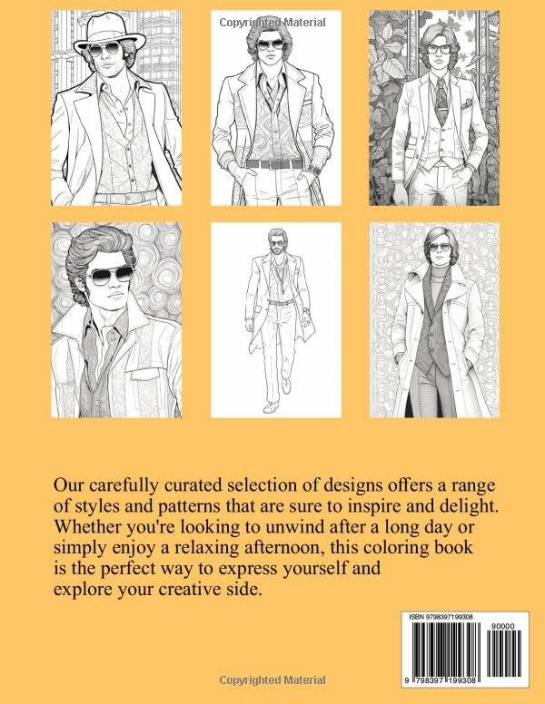 Men Fashion Coloring Book: Retro Vibes: 70's Style and Outfits