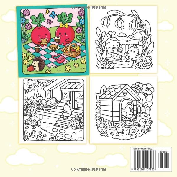 Foodie Friends: Cozy Kawaii Coloring Book for Adults and Teens, Featuring Cute Veggies, Fruits, and Sweet Food-Themed Pages for Relaxation and Fun