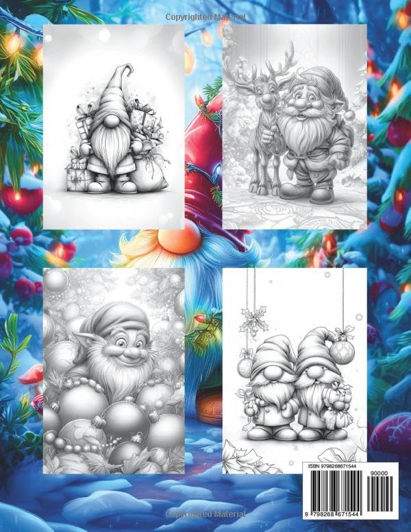 Fantasy Coloring Book Christmas Gnomes Special Edition: Black Line and Grayscale Images of Whimsical Christmas Gnomes (The Enchanting World of Christmas Coloring Books)
