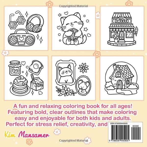 Big And Bold: Simple and Stress-Relieving Coloring Book for Kids and Adults with Big, Easy Pages. Color Adorable Animals, Flowers, and Familiar Objects!