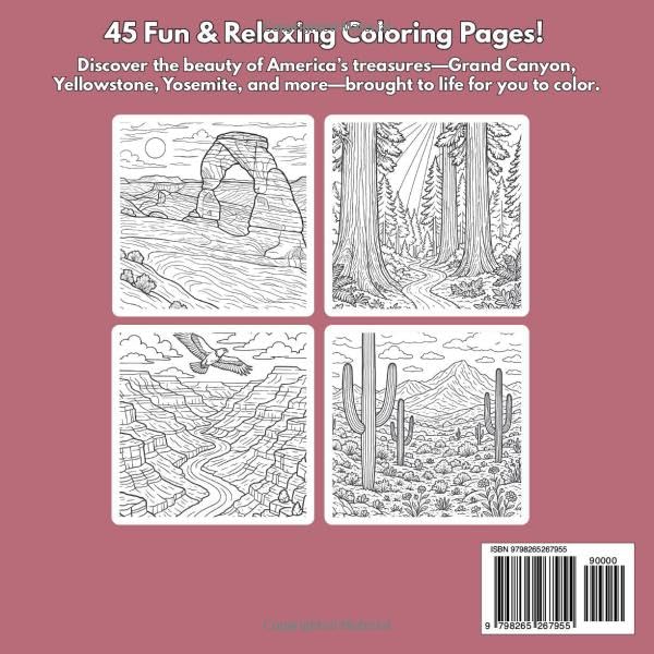 Nature's Wonders: Fun and Relaxing National Park Coloring Book for Adults and Teens with Majestic Mountains, Peaceful Lakes, Towering Forests, Wildlife Scenes, and More