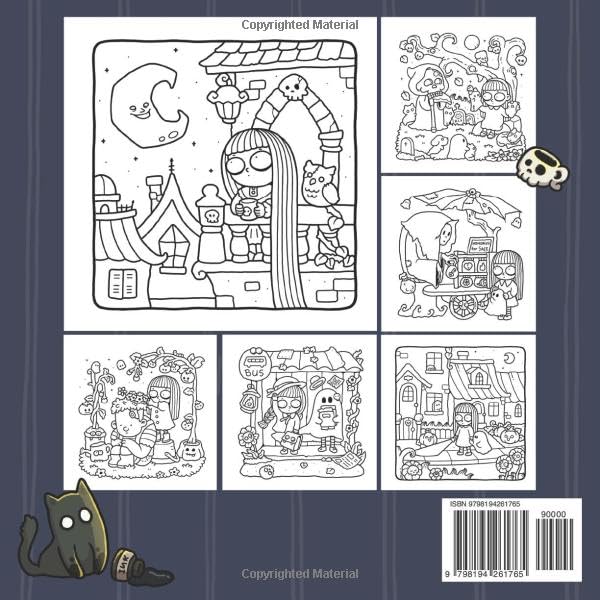 Spooky Girl: Coloring Book for Adults Featuring Cute Quirky Characters in Cozy Moments for Relaxation