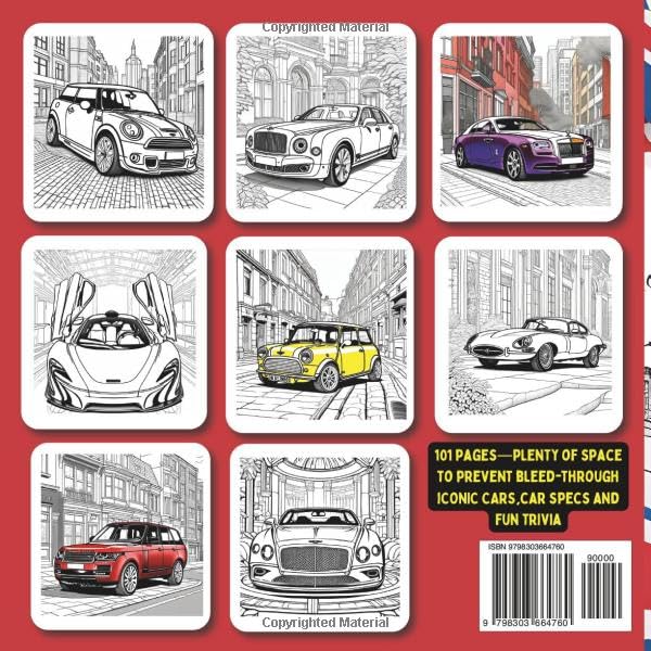 BRITISH CARS COLORING BOOK: "50 Iconic Cars to Color with Specs, Trivia, and Fun Facts!" (Car Coloring Books)