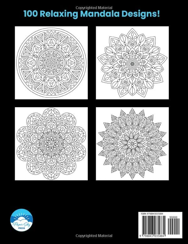 100 Mindful Mandalas Coloring Book, 100 Mandala Designs: Adult Coloring Book with 100 Beautiful and Relaxing Mandalas for Stress Relief