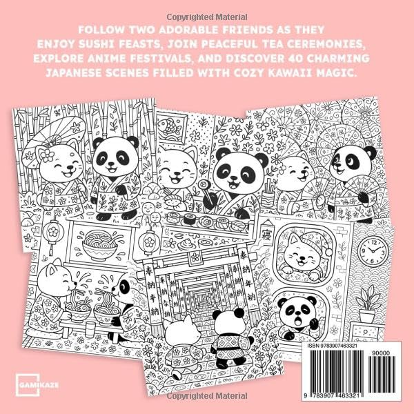 Japan Friends - Calming Japan Coloring Book: A Relaxing Coloring Book For Adults And Teens With Very Cute Animal Characters And Easy Designs