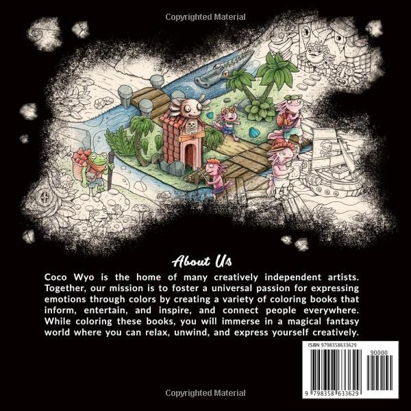 Mystery Island Coloring Book: A Coloring Book Features Beautiful Illustrations With Fantasy Theme Included Landscapes, Structures, Cute Frogs, ... and More... For Stress Relief & Relaxation