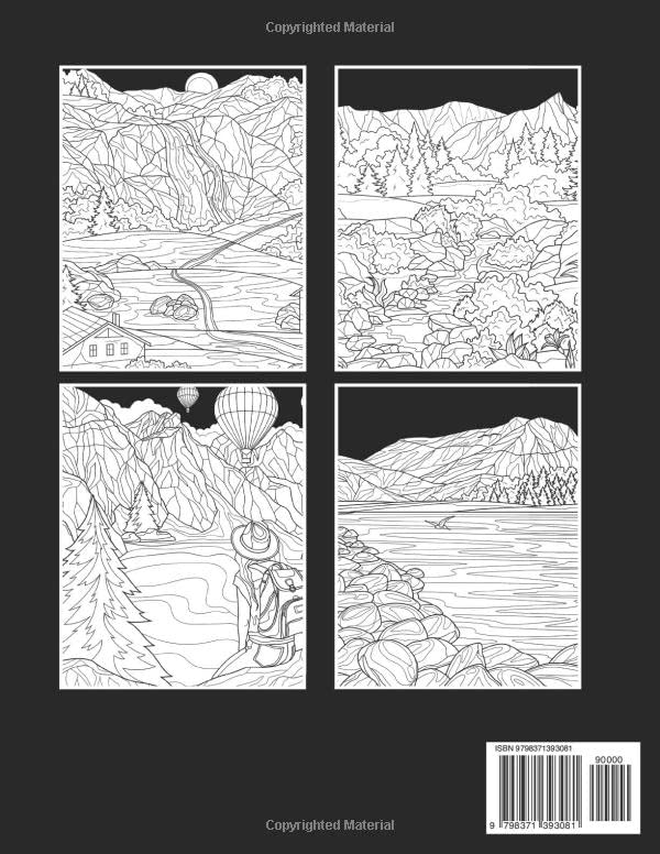 Midnight Moutain Landscapes Coloring Book: Great Coloring Pages With Incredible Illustrations With Dark Edition To Unleash Creativity Energy | Gift Idea For All Ages